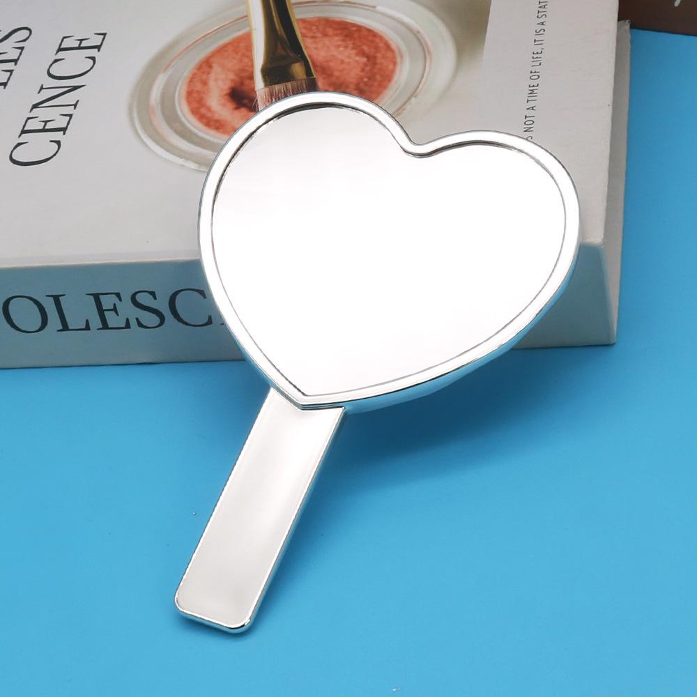 Heart-Shaped Electroplated Handheld Makeup Mirror - Mini Vanity Design