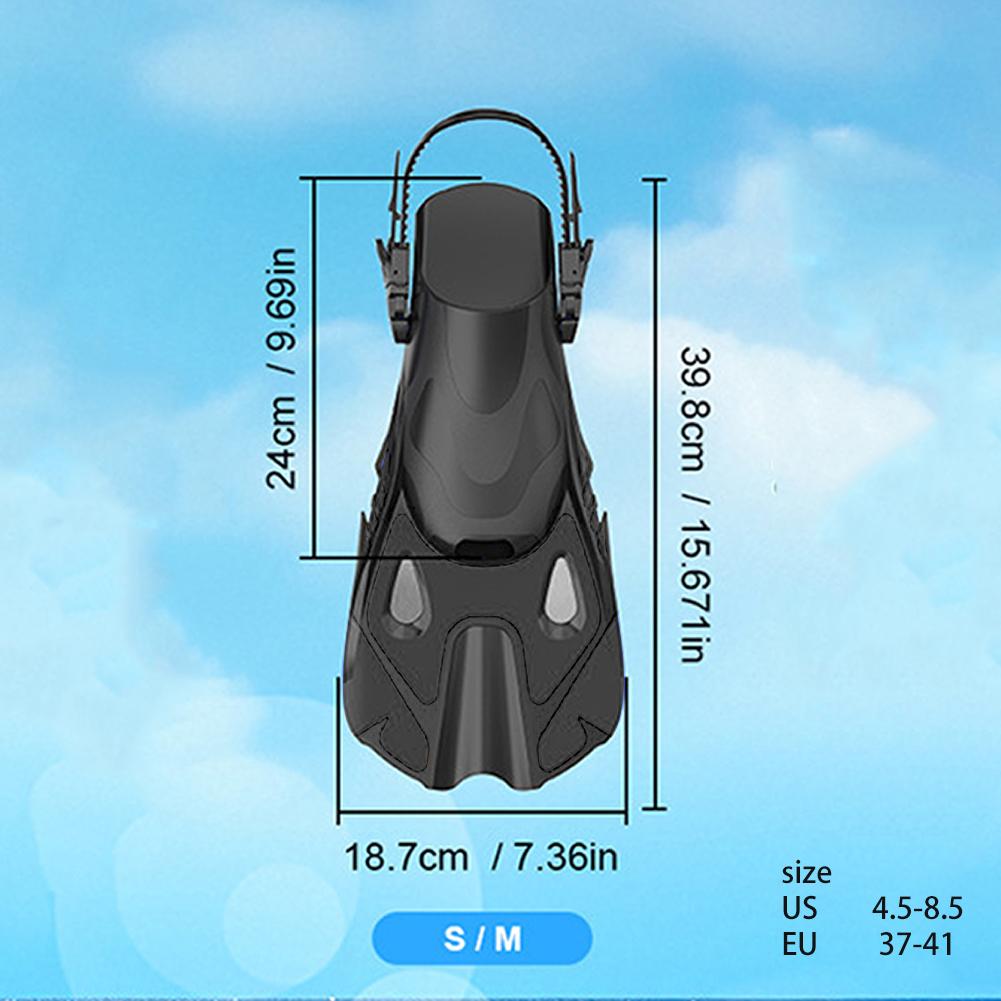 Snorkel Fins Swimming Flippers Adjustable Buckles Travel Size Swim Fins Open Heel Non Slip for Snorkeling Diving Swimming