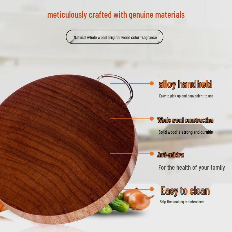 Ironwood Round Cutting Board with U-Handle