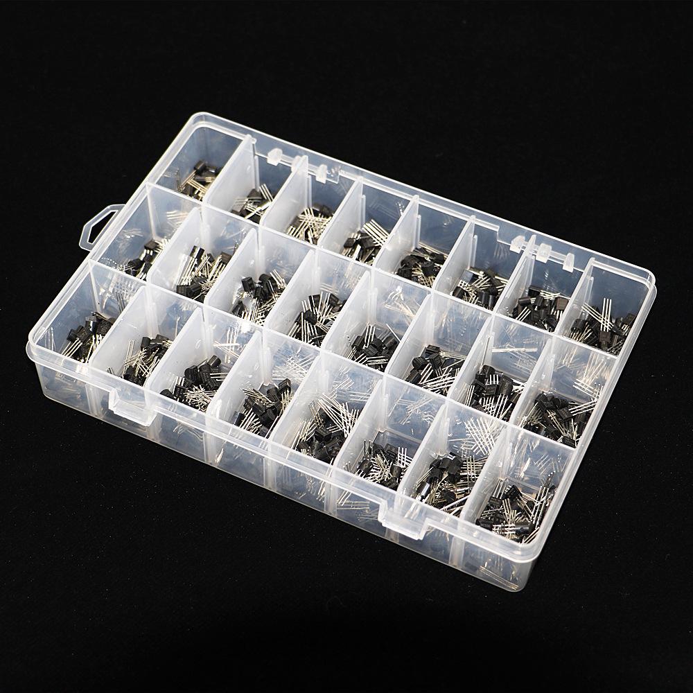 TO-92 Transistor Set: 840 Pieces, 24 Specifications, Includes 24-Compartment Box
