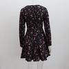 Women's Long Sleeved Summer Round Neck Floral Dress Sexy Mesh Hollow Out Short Skirt Hollow Out Patchwork Dress