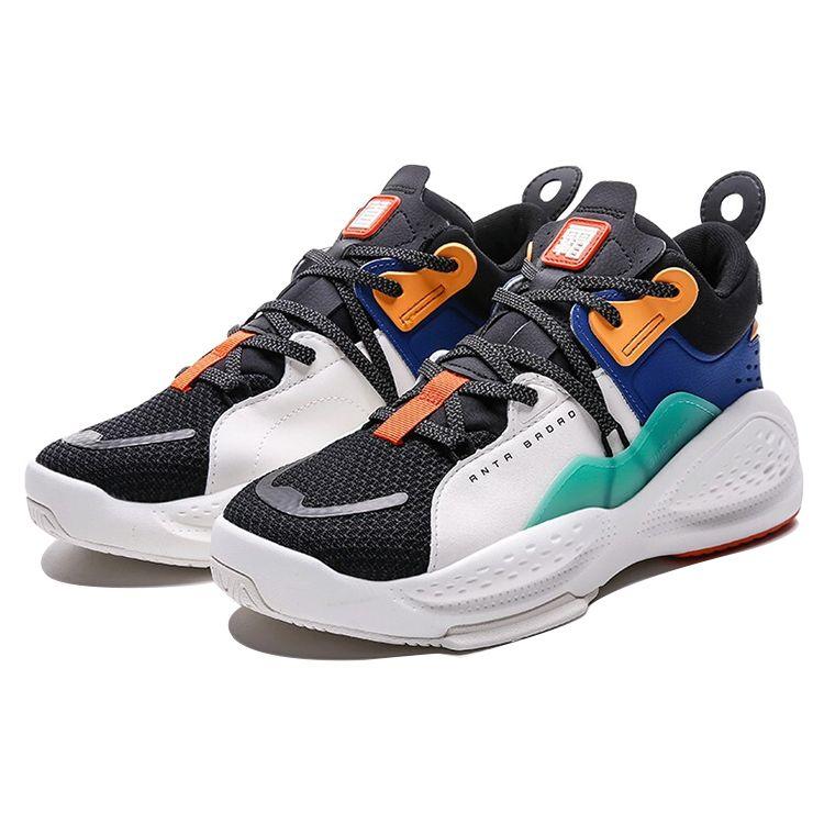 Anta Badass Lifestyle Series Color-Block Casual Mid-Top Sneakers Men Sneakers Blue Black Green 112048080-3