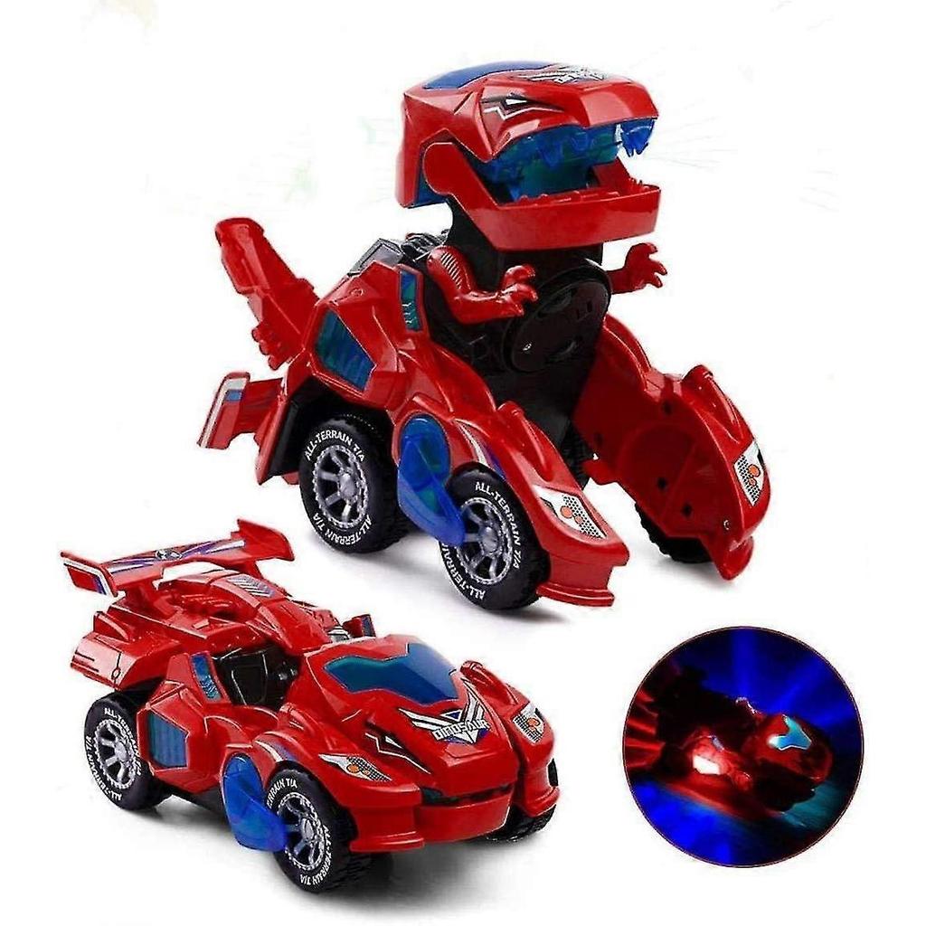 Electric Automatic Dinosaur Transforming Car with Flashing Lights and Sound for 3-7 Years Old Boys Girls Educational Toy Birthday Xmas Gifts for Kids