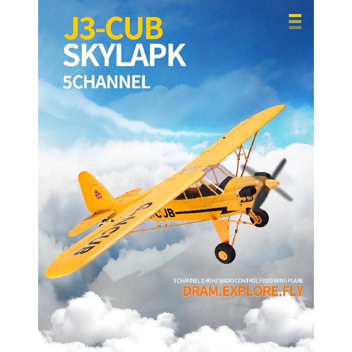 New J3-CUB RC Airplane 5CH 2.4G Remote Control Mode1 (Right Hand Throttle) 3D/6G 1406 Brushless Motor Outdoor Foam Fiexd Plane