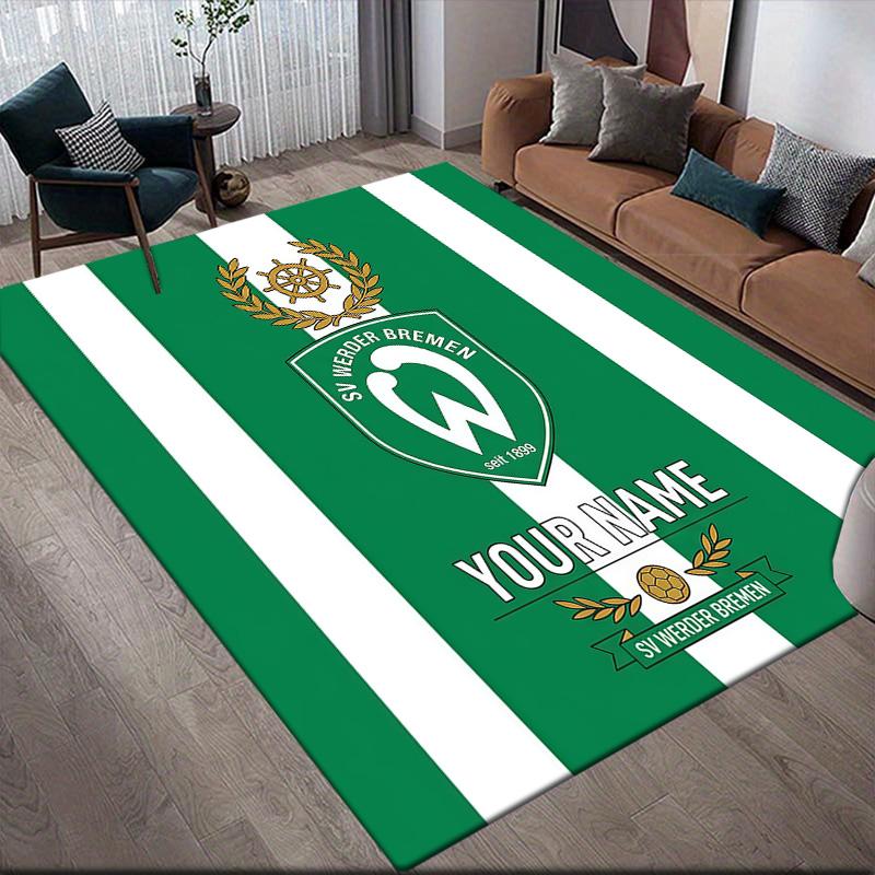 Custom Name SV Werder Bremen Flannel Pattern Square Carpet,Area Rug,Carpet Rug for Living Room Bedroom Sofa Playroom Decor,Non-slip Floor Mat