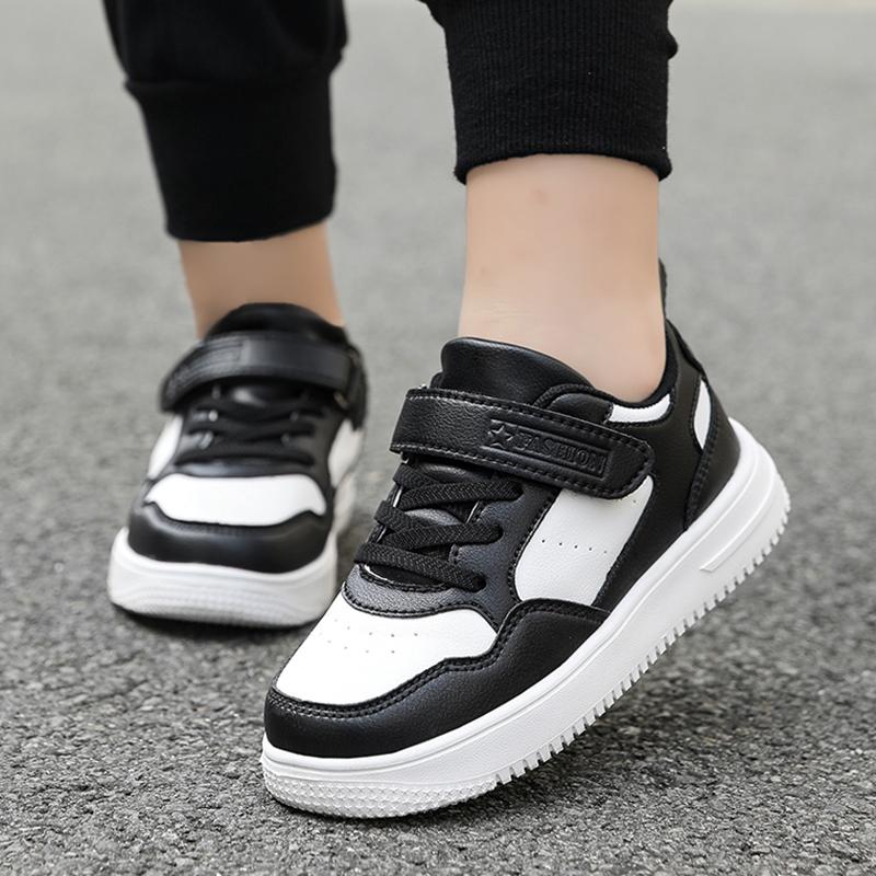 Jungen Schuhe Sneaker Leder Kinder Bequeme Flache Schuhe Schwarz Weiße Schuhe für Kinder Mädchen Schule Walking Schuhe Rutschfest