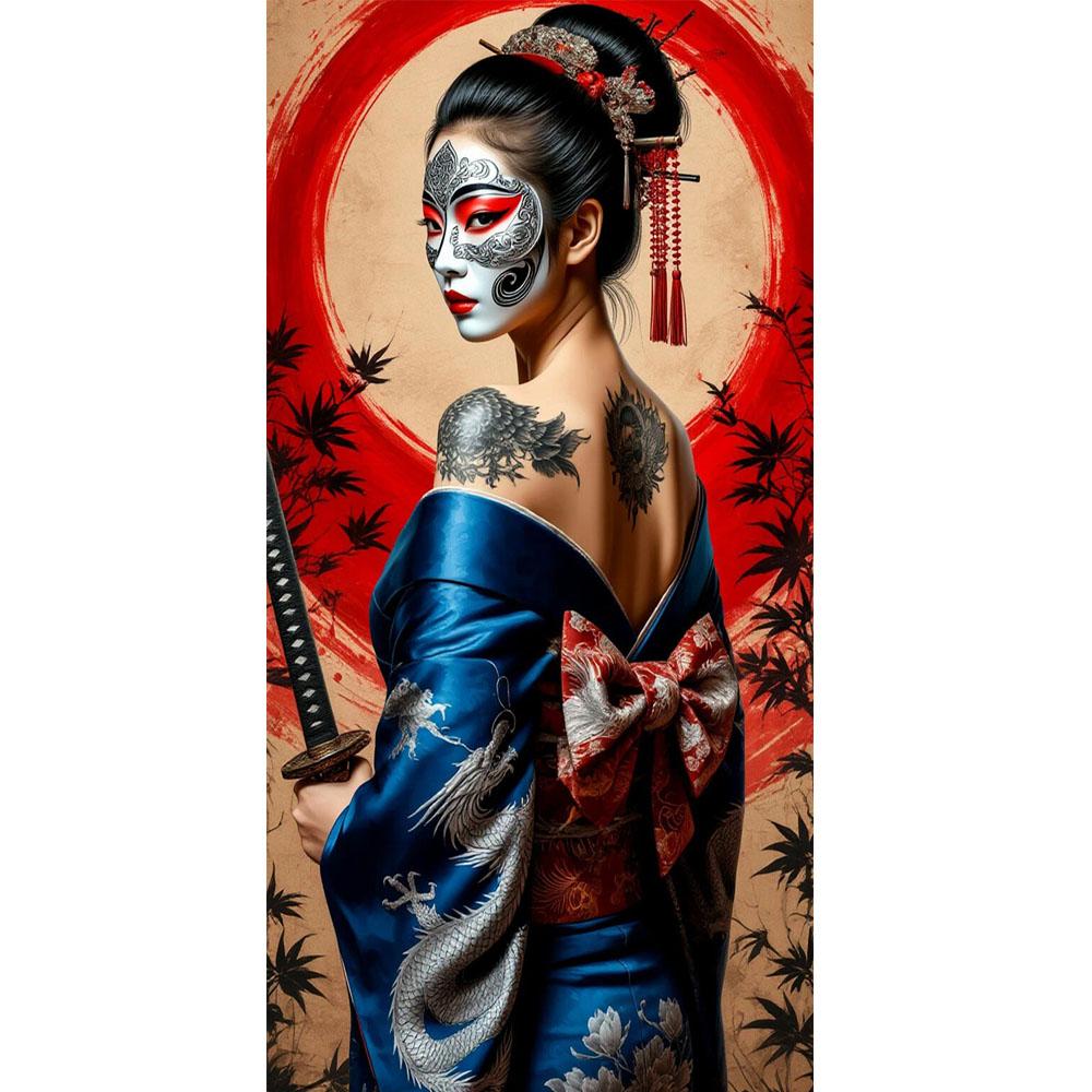 Beautiful Japanese Female Warrior DIY Diamond Painting Cross Stitch Full Drills Diamond Mosaic New Collection Home Decor
