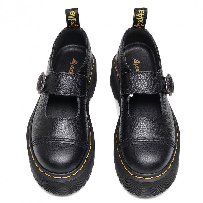 Personaggi con suola spessa con scarpe Mary Jane da donna, scarpe piccole in pelle di primo strato, studente di moda pattern litchi muffin