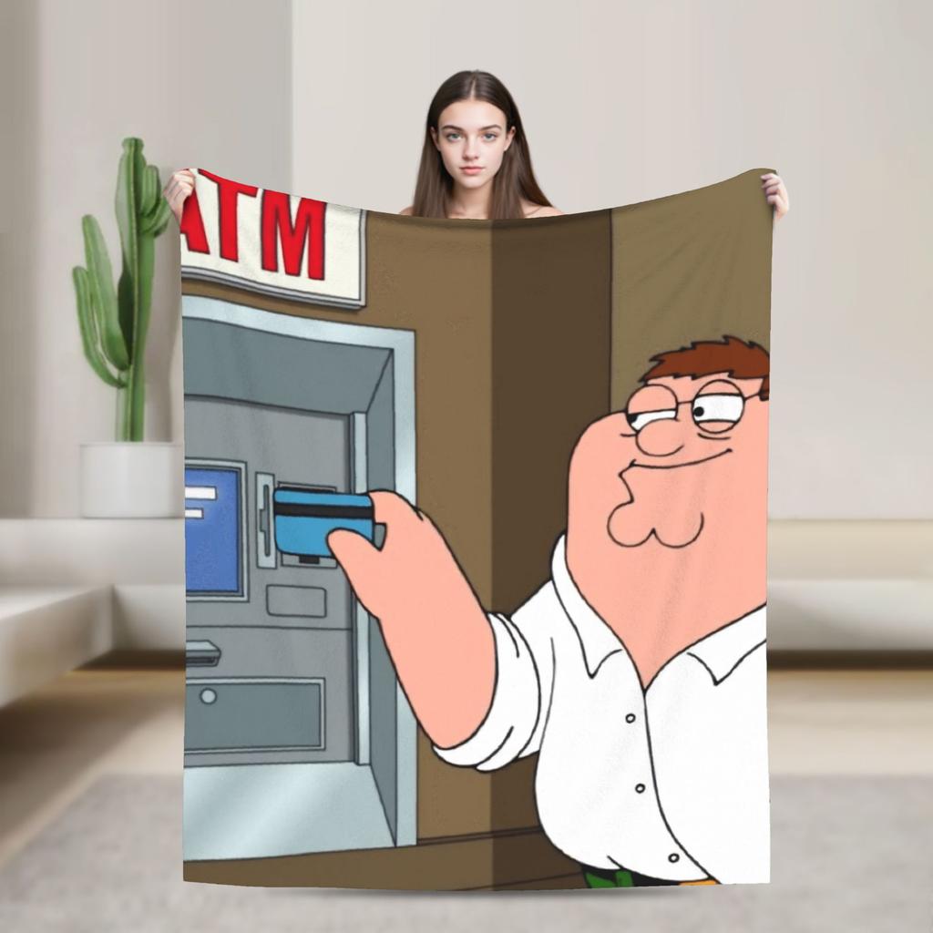 Peter Griffin Flannel Blanket Winter Soft Durable Throw Blanket for Boy Girl Bedroom Fluffy Bedspread Sofa Bed Cover