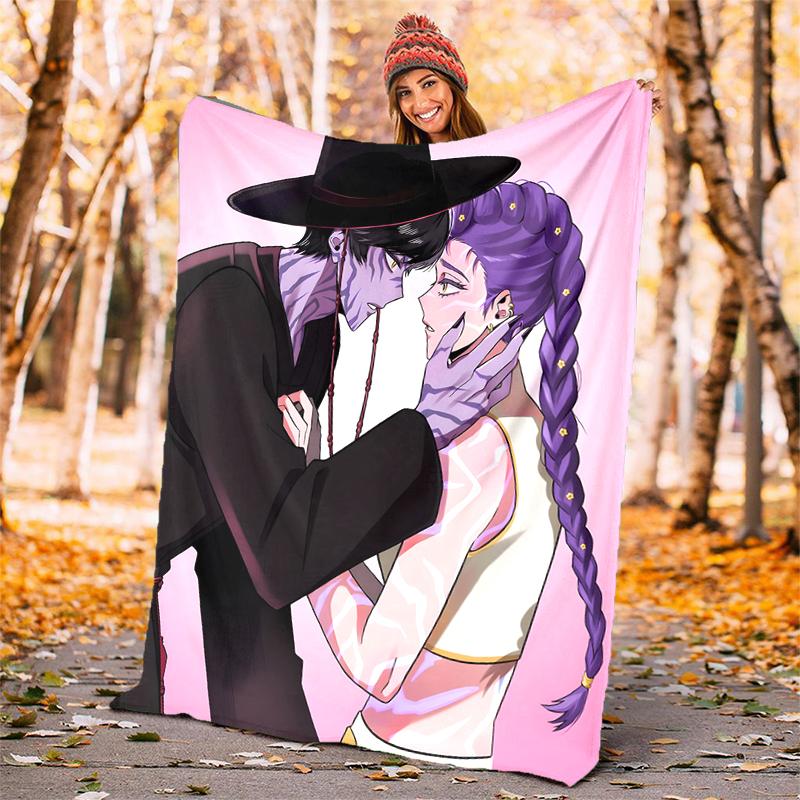 KPOP Hunter Flannel Blanket Soft Warm All-Season Throw, Design for Camping, Car Travel, Hiking Sofa, Bed, Office Perfect Gift for Parties