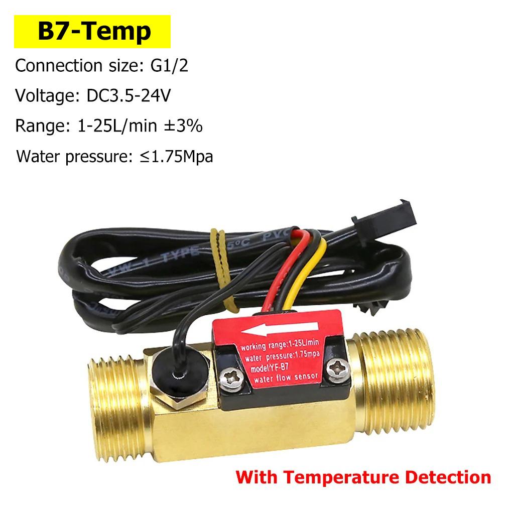 Hall Water Flow Sensor G1/2 G3/4 G1 Brass Flow Meter Electromagnetic Pulse Signal Output Liquid Flow Rate Sensor Indicator