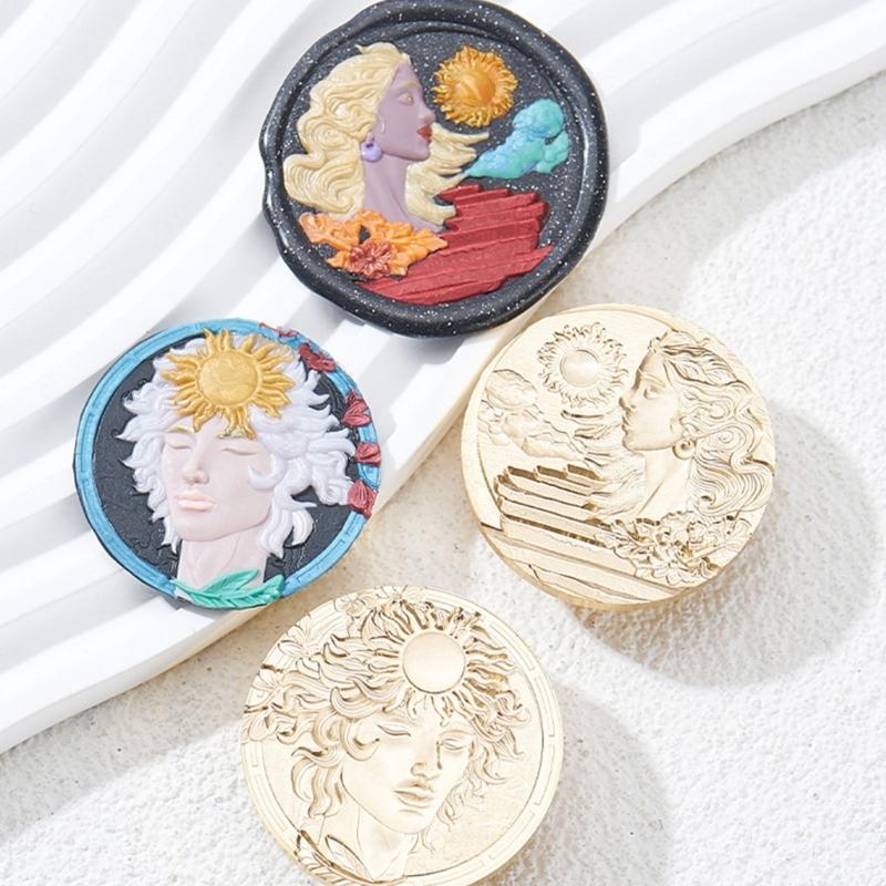 3D Embossed Wax Seal Stamp Head Metal Wax Stamp Head for Valentines Card Birthday Card Invitations Envelope