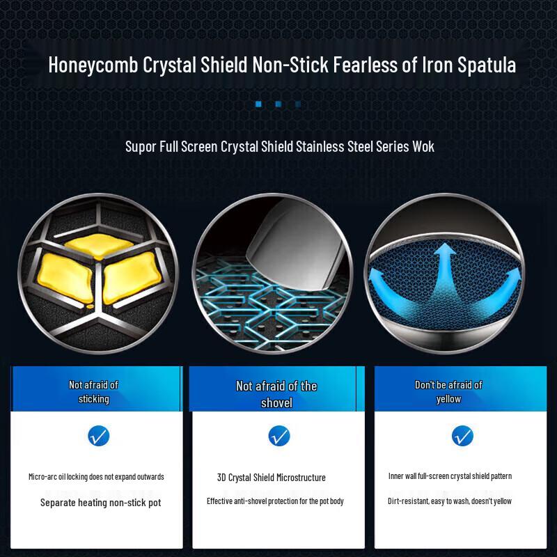 Supor X-Crystal Shield Stainless Steel Wok
