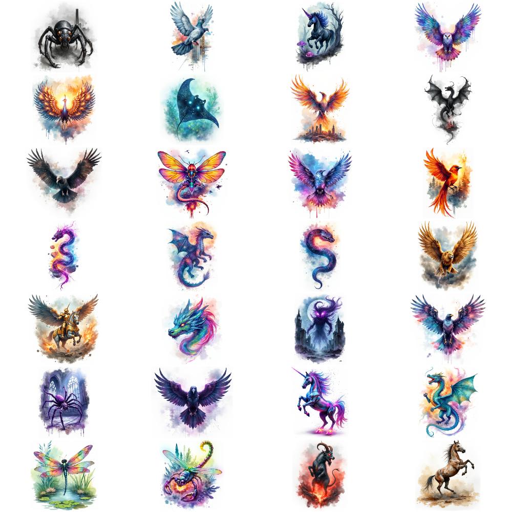 28pcs Temporary Tattoo Long-lasting Body Stickers Phoenix Butterfly Dragon Fake Tattoos Waterproof Semi-Permanent Tattoo Sticker