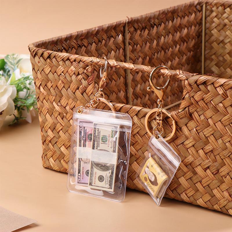 Creative Simulation Banknote Keychain Mini Money Bag Keychain Car Key Holder Us Dollars/Korean Won Collection Gifts