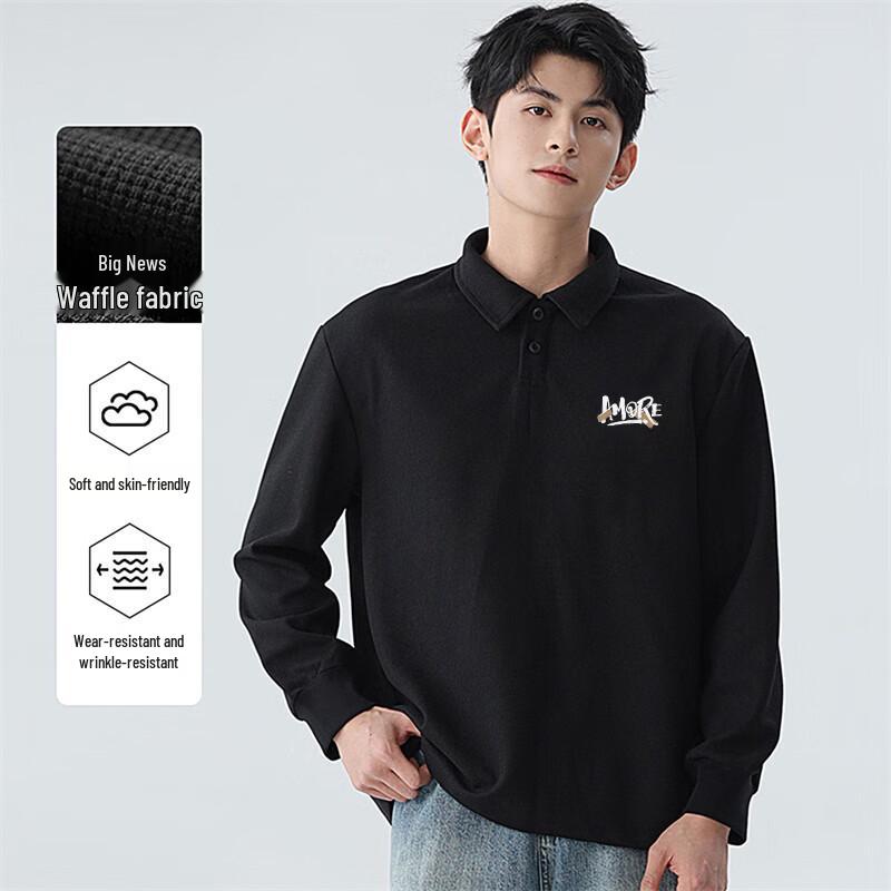 Baleno Men's Waffle Knit Long-Sleeve Polo T-Shirt