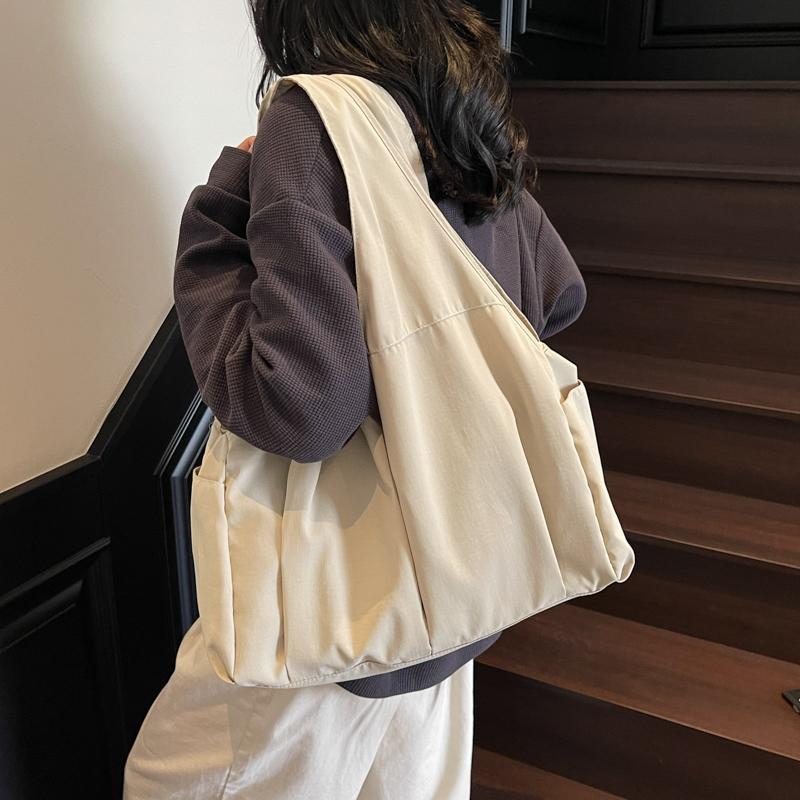 Handbag Lightweight Large Capacity Shoulder Bag Travel Bag Solid Color Tote Bag