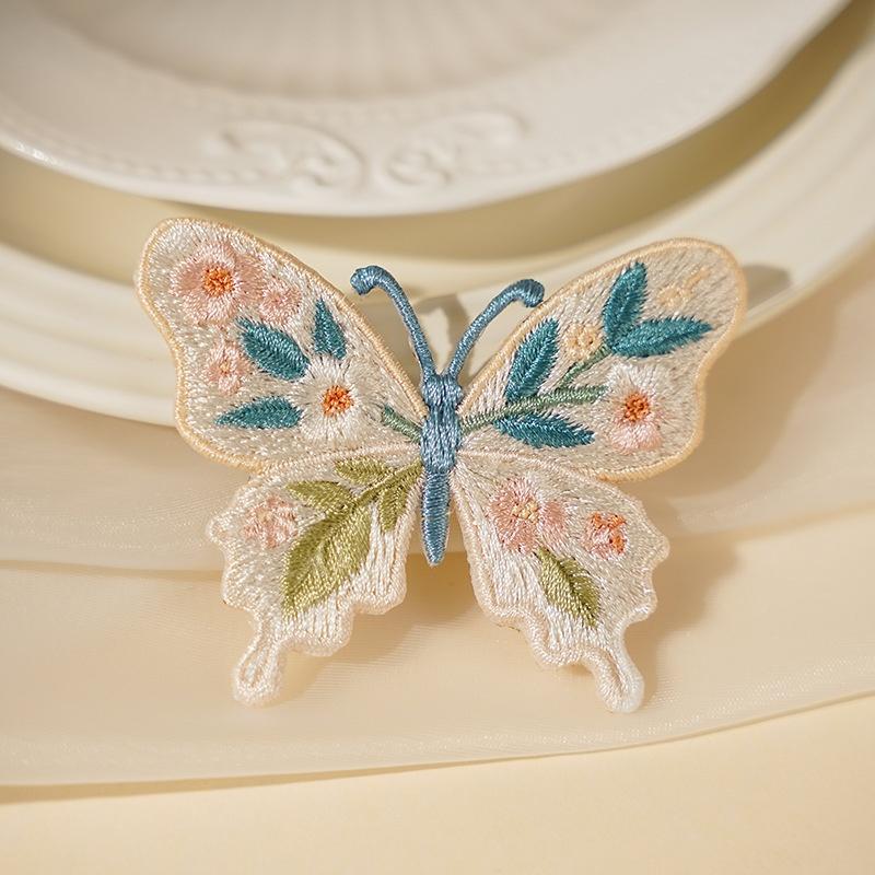 Iron On Patches Cute Waterproof Flower Butterfly Embroidery Heat Transfer Applique for Outdoor Bag Camping Gear Decoration