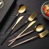 Gold Spray 410 Stainless Steel Cutlery Set (4-Piece) - Steak Knife, Fork, Spoon & Teaspoon - Ideal for Gift-Giving