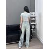 Retro Blue Texture Loose Straight Jeans Women Summer New High Waist Slimming Drape Versatile Mopping Casual Wide Leg Pants
