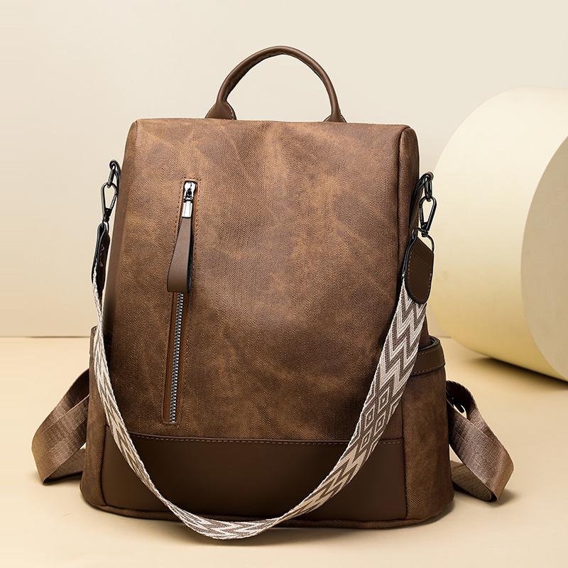 Plecak Damski Plecak o Dużej Pojemności z Miękkiej Skóry