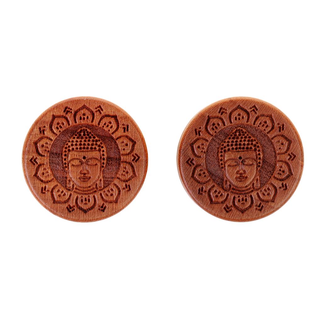 1 Pair Chic Wood Natural Hand Carved Ear Plugs Tunnels Gauges Expander
