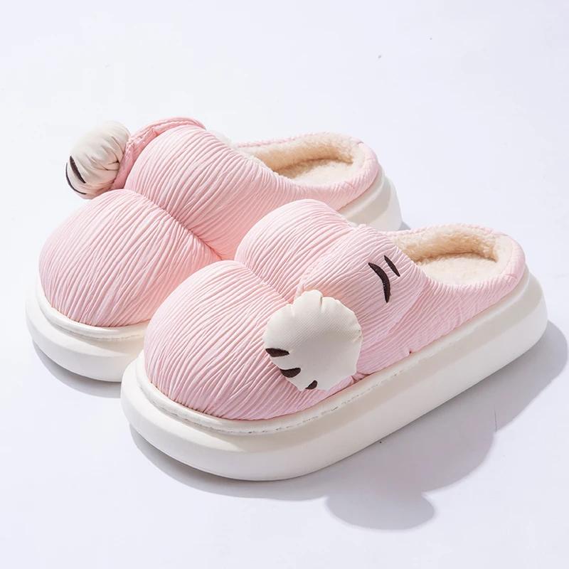

Модные повседневные тапочки женские домашние мультяшные лапа кошки дизайнерские зимние туфли женские балетки милые домашние на платформе пушистые тапочки плюшевые теплые 44-45 розовый