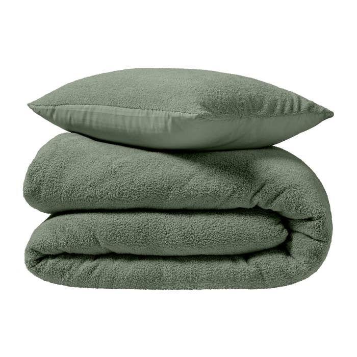 Housse couette + 2 taies 220 x 240 cm Bouclette cedre