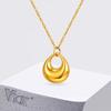 Vnox Classic Gold Color Colorfast Hollow Circle Pendant Necklace For Women Stainless Steel Clavicle Chain Lightweight Jewelry