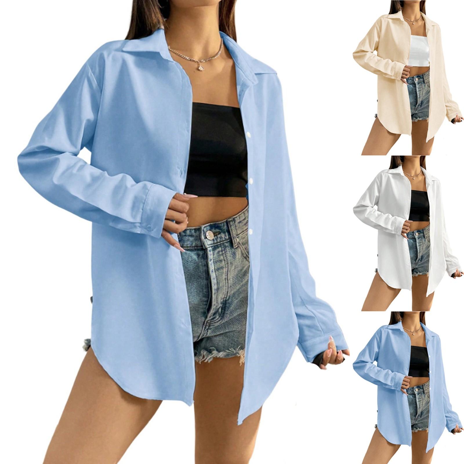 

Women s Shirt With Floral Print Buttons, Long Sleeved Casual Regular Shirt Blouses Casual Plus Size Basic Tops XS