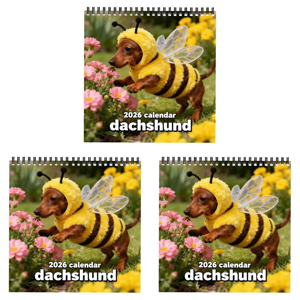 1-5Pcs 2026 Dachshund Hanging Wall Calendar 12 Months Fun Dogs Pets Calendars with Cute Dachshund Photos for Offices Bedrooms