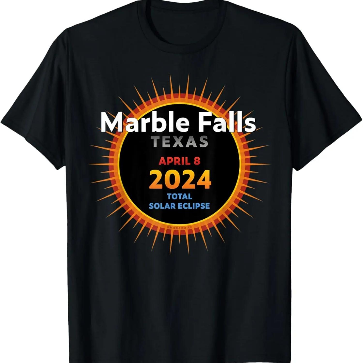 Marble Falls Texas TX Total Solar Eclipse 2024 _ 2 __ T-Shirt S чёрный