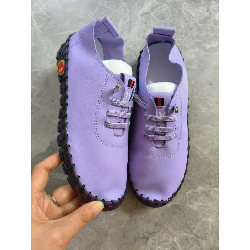 Damen Handgemachte Flache Schuhe mit Weicher Sohle, Bequeme Slip-On Schuhe, Übergrößen Frühling Sommer Schuhwerk