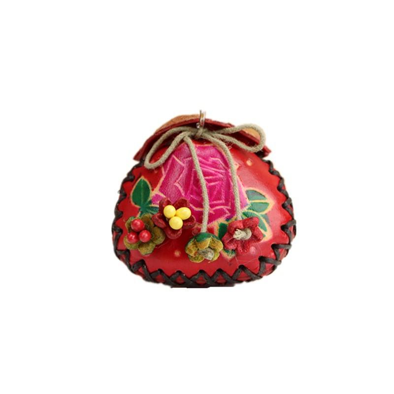 First Layer Cowhide Creative Lucky Bag Bag Pendant Red Lucky Bag Keychain Mini Sachet Bag Pendant Accessories Gift