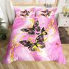 Black Marble Duvet Cover Set Teal Butterfly Comforter Cover,Red Marbling Bedding Sets Full,Abstract Ombre Ink Fluid Art Bed Set