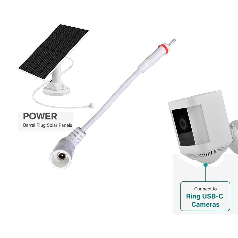 DC to Type-C Cameras Adapter USB-C Adapter for Ring Solar Panel Outdoor Cameras