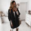Winter Thickened Double Breasted Women Overcoat Solid Color Loose Fit Thermal Coat with Turn Down Collar Pockets Three Quarter Sleeves Commuting