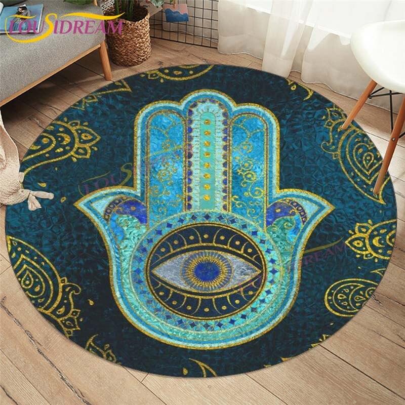 Evil Eye Covor Covor Decoratiuni Interioare Hamsa Palm Mandala Covor Covor Sufragerie Covor Boho Chic Rotund Scaun Covor Rotund