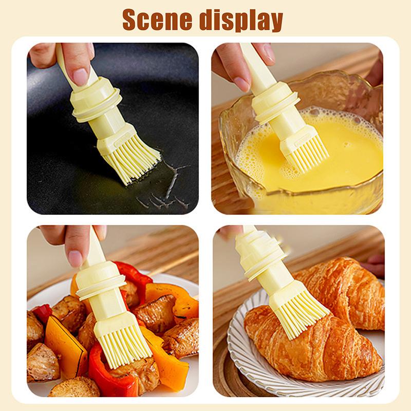 Portable Kitchen Oil Bottle Silicone Brush Adjustable With Barbecue Spray Bottle For BBQ Baking Oil Dispenser Outdoor Tableware