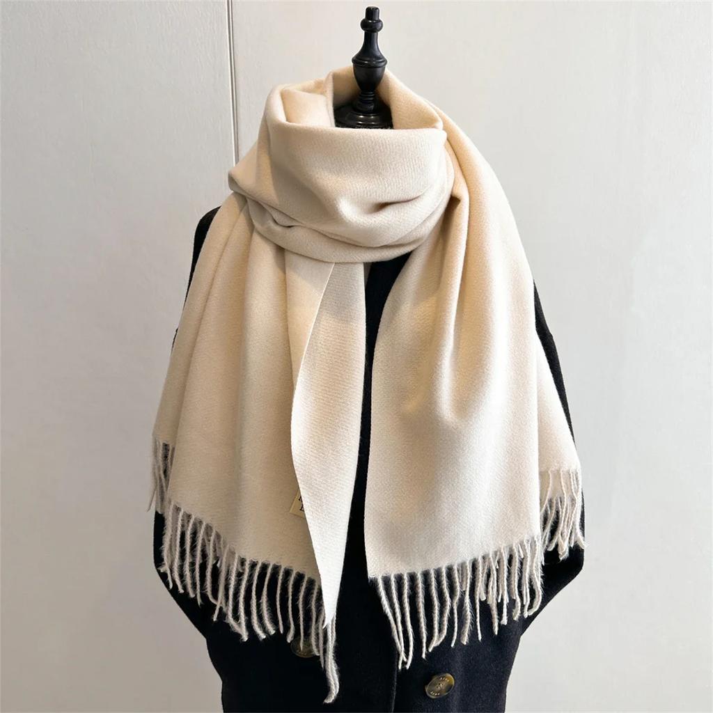 Solid Winter Scarf Women Cashmere Warm Pashmina Female Scarves Long Blanket Thick Soft Tassel Shawls Wraps Echarpe Stoles