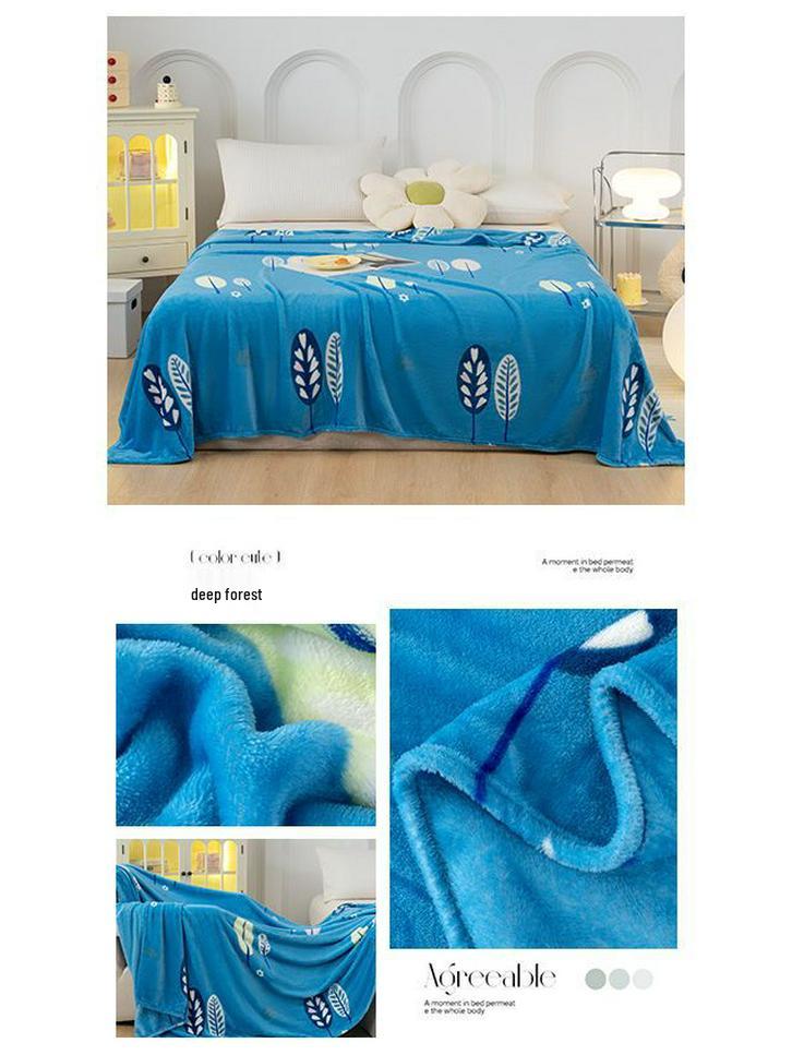 Flannel Insulated Air Conditioning Blanket for Dormitory, Single, and Double Beds