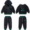 Children Clothing Set Double-sided Velvet Autumn Winter Fashion Letter Hooded 2PCS Hoodies Coat +Pants Kids Boys Tracksuit