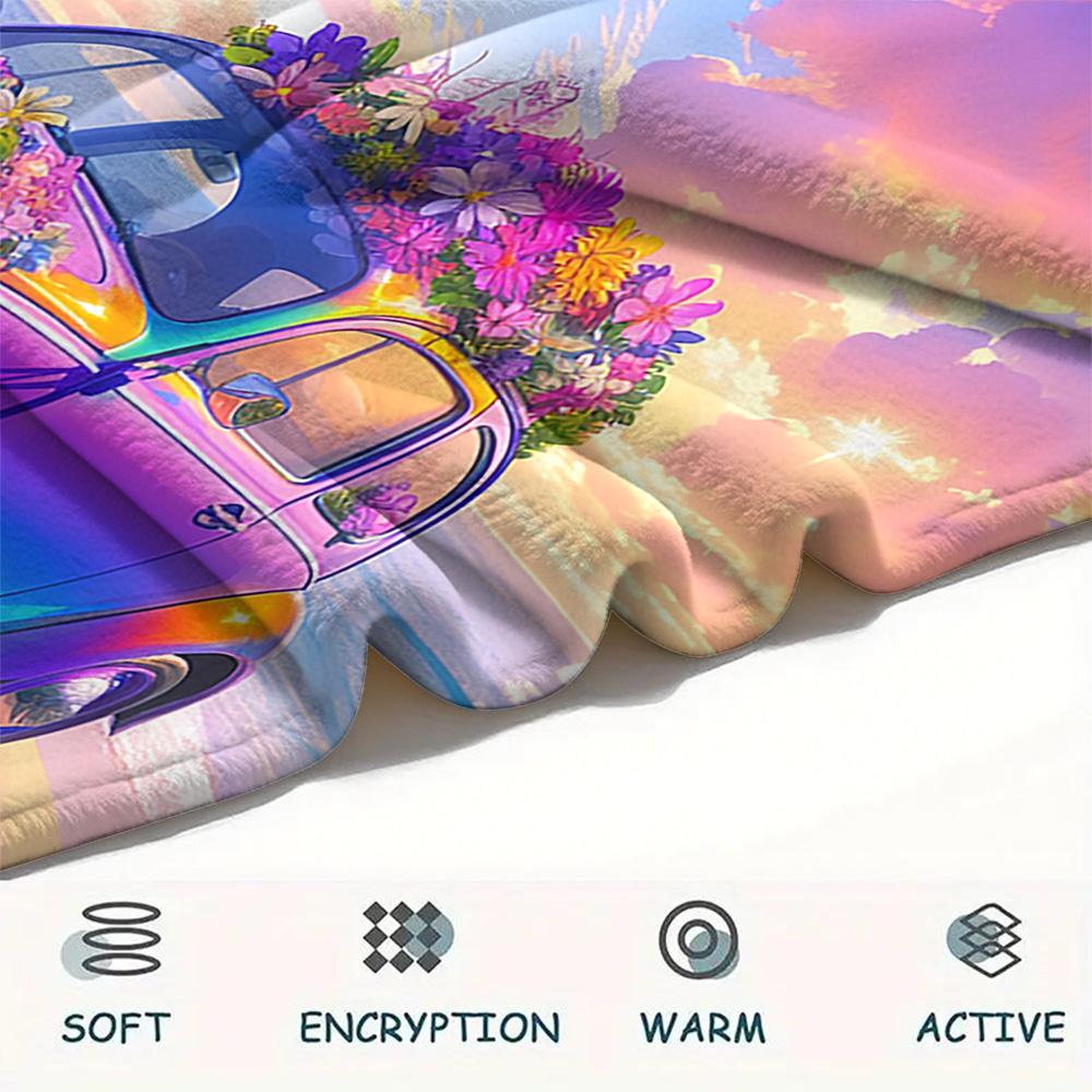 Car Print Flannel Blanket, High quality Comfortable for All Seasons, Home Decor, Warmth and Comfort, Perfect for Christmas Gifts