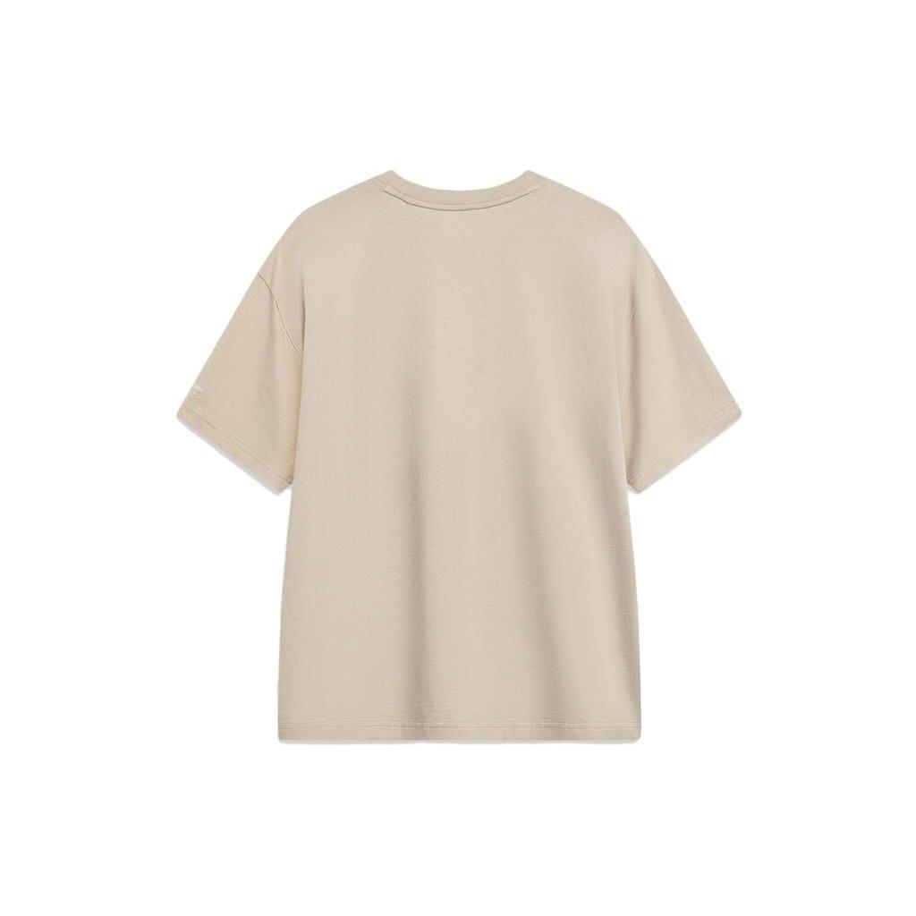 Li-Ning Loose Fit Round Neck Letter Print T-Shirt Unisex Tops Gray AHSSF49-5