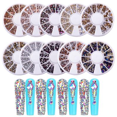 Nagelkunst Kleine Scheibendose, 12-Fächer Flachbodige Bohrerglas, Magischer Gemischter Diamant Strassstein Schmuck.