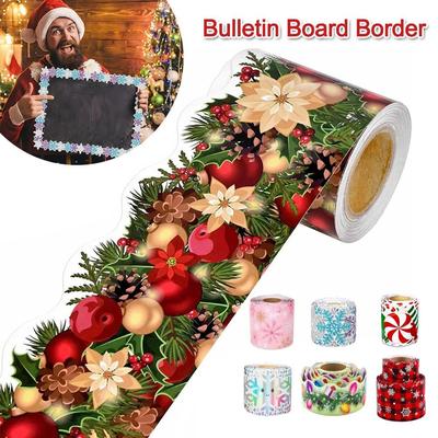 Christmas Candy Border Decorative Sticker Winter Snowflake Self-Adhesive Poster Border Stickers Christmas Tree Christmas Bells