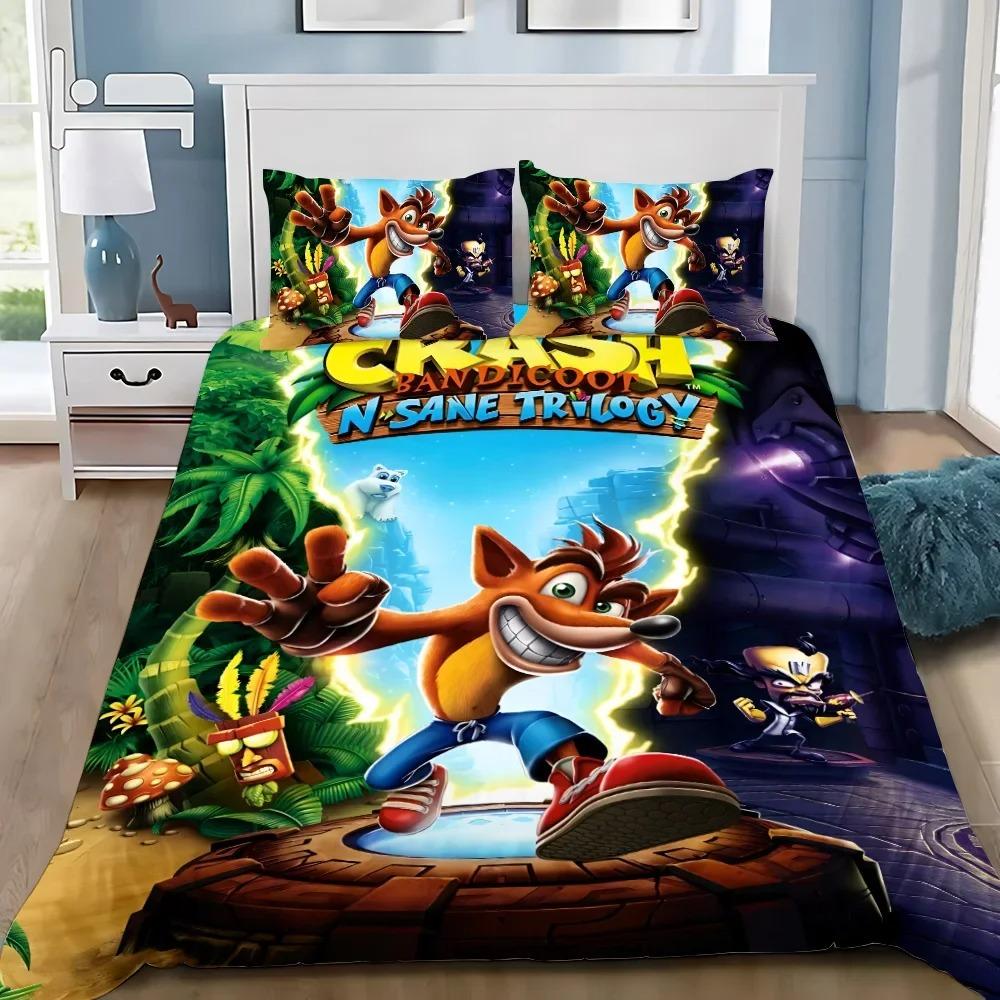 

Мультяшный пододеяльник наволочка комплект постельного белья Crashs Bandicoots взрослый мальчик девочка украшение спальни детский односпальный двуспальный большой размер 70x130cm 2pcs
