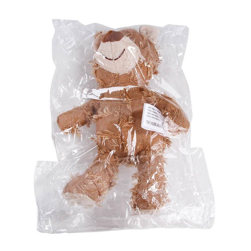 Cute Patchwork Bear Plush Dog Toy Squeaky Interactive Chew Toy for Puppy Teeth Cleaning and Molar Care Bite Resistant