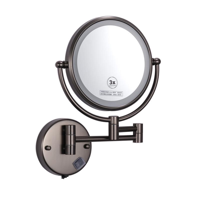 LED Bathroom Vanity Mirror with Folding Makeup Light - Wall-Mounted for Home & Hotel Use