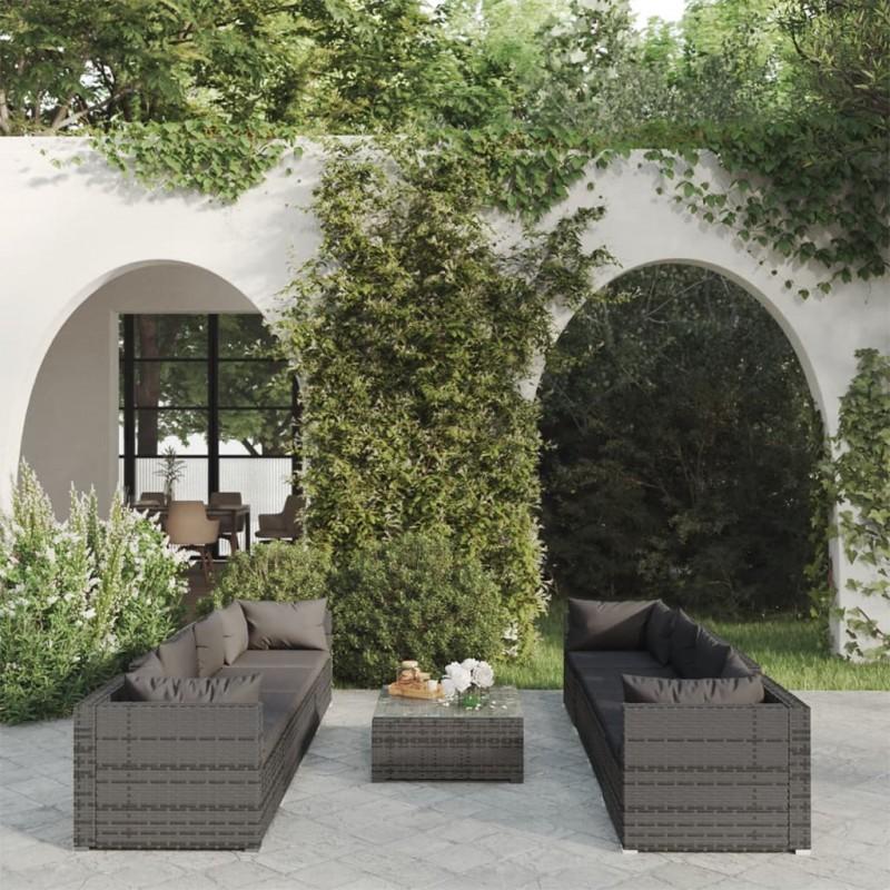 Day and Night - Day and Night Garden Furniture Set 9 Pieces and Gray Synthetic Rattan Cushions